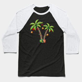 Decorated Christmas Palm Tree Tropical Baseball T-Shirt